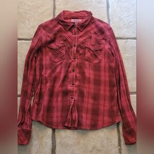 Ryan Michael Plaid reds western shirt snaps XL
